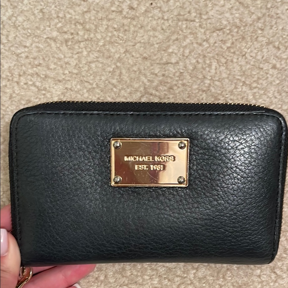 Michael Kors Black Wallet with Gold Logo